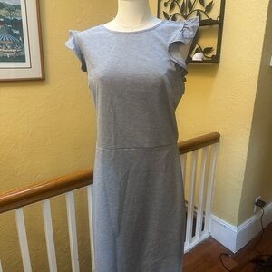 Old Navy Heather Gray Midi Dress with Ruffle Sleeves
